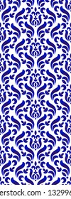
seamless classic borders, abstract baroque ornament frame, Imitation of porcelain painting, blue and white ceramic decorative line art design damask and Thailand style, vector illustration