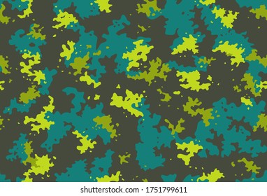 Patrón de camuflaje clásico sin inconveniente. Fondo vectorial de caza de pesca de camo. Papel mural de textura militar de color beige amarillo enmascarado. Diseño del ejército para la impresión de tejidos