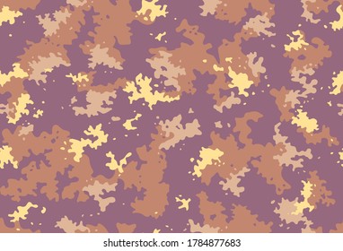 Patrón de camuflaje clásico sin inconveniente. Fondo vectorial de caza de pesca de camo. Papel mural de textura militar de color beige amarillo enmascarado. Diseño del ejército para la impresión de tejidos