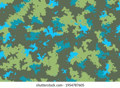 Nahtlose klassische Tarnung. Kamo-Fischerei, Jagd, Vektorhintergrund. Masking grüne blaue Militär-Textur-Tapete. Armaturendesign für Stoffdruck