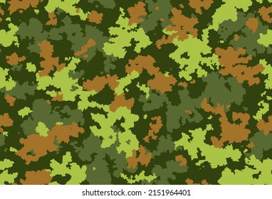 Seamless classic camouflage pattern. Camo fishing hunting vector background. Masking light green beige brown color military texture wallpaper. Army design for fabric paper vinyl print