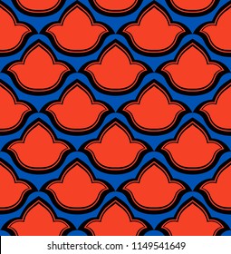seamless classic checkerboard pattern on blue background red clover