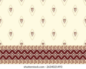 Seamless classic damask pattern in brown tone - vector illustration for luxury textile design.	