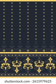 Seamless classic damask pattern in dark gold tone - vector illustration for luxury textile design.