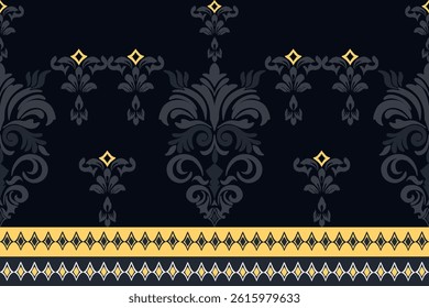Seamless classic damask pattern in dark gold tone - vector illustration for luxury textile design.
