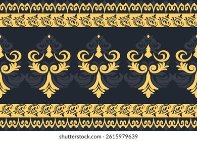 Seamless classic damask pattern in dark gold tone - vector illustration for luxury textile design.