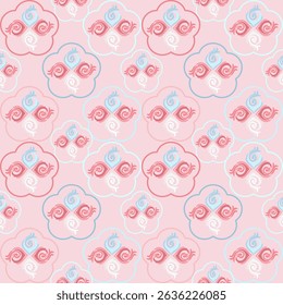 Seamless classic damask pattern in pastel tone - vector illustration for luxury textile design.	