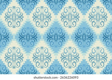 Seamless classic damask pattern in pastel tone - vector illustration for luxury textile design.	