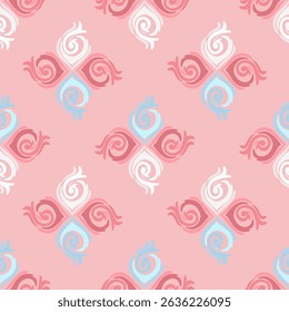 Seamless classic damask pattern in pastel tone - vector illustration for luxury textile design.	