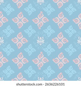 Seamless classic damask pattern in pastel tone - vector illustration for luxury textile design.	