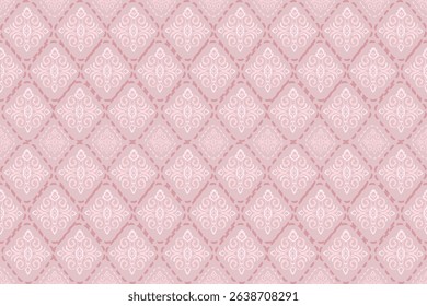 Seamless classic damask pattern in pastel tones - vector illustration for luxury textile design.
