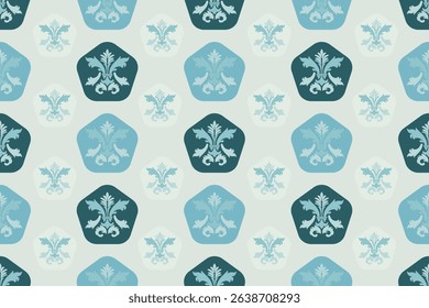 Seamless classic damask pattern in pastel tones - vector illustration for luxury textile design.