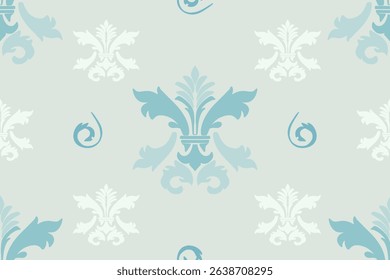 Seamless classic damask pattern in pastel tones - vector illustration for luxury textile design.