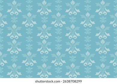 Seamless classic damask pattern in pastel tones - vector illustration for luxury textile design.