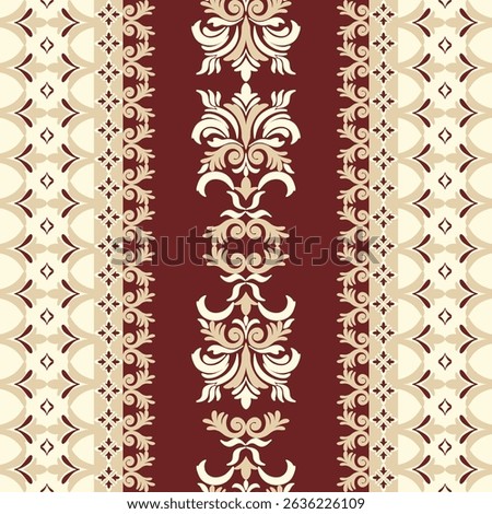 Seamless classic damask pattern in pastel tone - vector illustration for luxury textile design.	