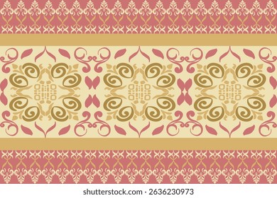 Seamless classic damask pattern in pink tone - vector illustration for luxury textile design.