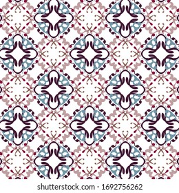 Seamless classic damask pattern. Vintage geometric repeat. Retro stationery print. Allover vector. Versatile folkloric interior swatch. Traditional moroccan print. Decorative tessellated background.