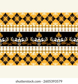 Seamless classic damask pattern in yellow tones - vector illustration for luxury textile design.