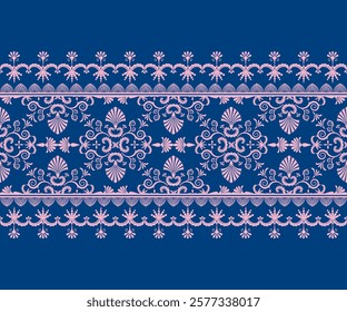 Seamless Classic Damask
Vector Illustration Pattern for Luxury Textiles Design Blue Background