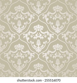 Seamless classic design beige wallpaper, vector background 