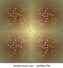 Seamless classic golden pattern. Golden pattern on neutral and beige colors with golden elements. Vector traditional orient ornament.