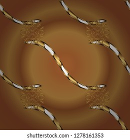Seamless classic golden pattern. Golden pattern on beige and brown colors with golden elements. Vector traditional orient ornament.