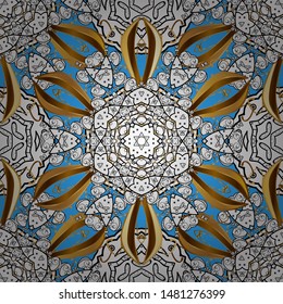 Seamless classic golden pattern. Golden pattern on white and black colors with golden elements. Vector traditional orient ornament.