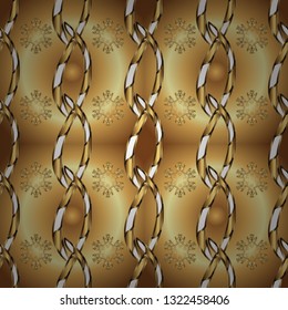 Seamless classic golden pattern. Vector traditional orient ornament. Golden pattern on brown and beige colors with golden elements.