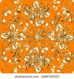 Seamless classic golden pattern. Vector traditional orient ornament. Golden pattern on pleasant colors with golden elements.