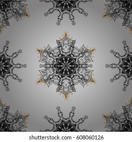 Seamless classic golden pattern. Vector traditional orient ornament. Golden pattern on gray background with golden elements.