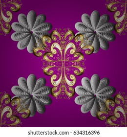 Seamless classic golden pattern. Vector traditional orient ornament. Golden pattern on magenta background with golden elements.
