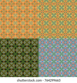 Seamless classic multicolor tiled patterns. Swatches included in vector file.