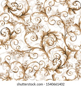 seamless classic pattern with gold baroque elements. traditional baroque background