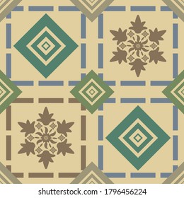 Seamless classic pattern for tile, wallpaper and textile. Floral abstract motif design geometric endless fabric for carpet and mosaic. 