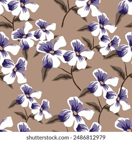 seamless classic pattern with watercolor flowers and leaves. botanical watercolor illustration and background