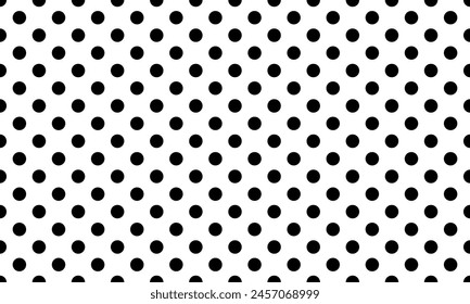 Seamless classic polka dot pattern. Black and white background with circles. Vector illustration