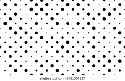 Seamless classic polka dot pattern. Black and white background with circles. Vector illustration