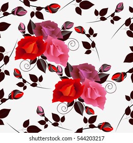 Seamless classic rose background.