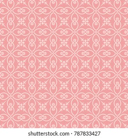 Seamless classic tile pattern. Design diagonal grid light pink on pink background. Design print for textile, fabric, wallpaper, background.