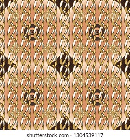 Seamless classic vector beige and brown and golden pattern. Traditional orient ornament. Classic vintage background.