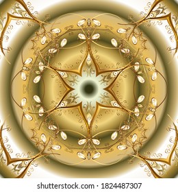 Seamless classic vector beige and neutral and golden pattern. Classic vintage background. Traditional orient ornament.