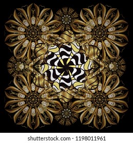Seamless classic vector black, brown and beige and golden pattern. Traditional orient ornament. Classic vintage background.