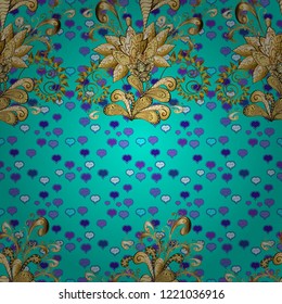 Seamless classic vector black, brown and yellow and golden pattern. Traditional orient ornament. Classic vintage background.