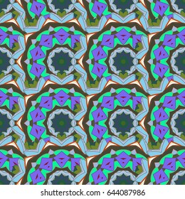 Seamless classic vector blue and colorful pattern. Traditional orient ornament. Classic vintage background.