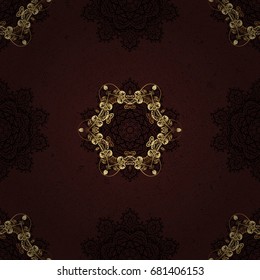 Seamless classic vector brown and golden pattern. Traditional orient ornament. Classic vintage background.
