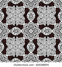 Seamless classic vector brown and white pattern. Traditional orient ornament. Classic vintage background.