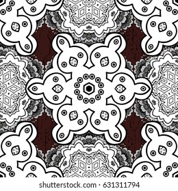 Seamless classic vector brown and white pattern. Traditional orient ornament. Classic vintage background.