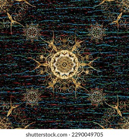 seamless classic vector colors and golden pattern. Traditional orient ornament. Classic vintage background. Sharp.