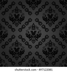 Seamless classic vector dark pattern. Traditional orient ornament