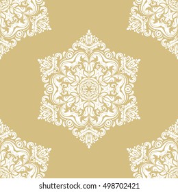 Seamless classic vector gold and white pattern. Traditional orient ornament